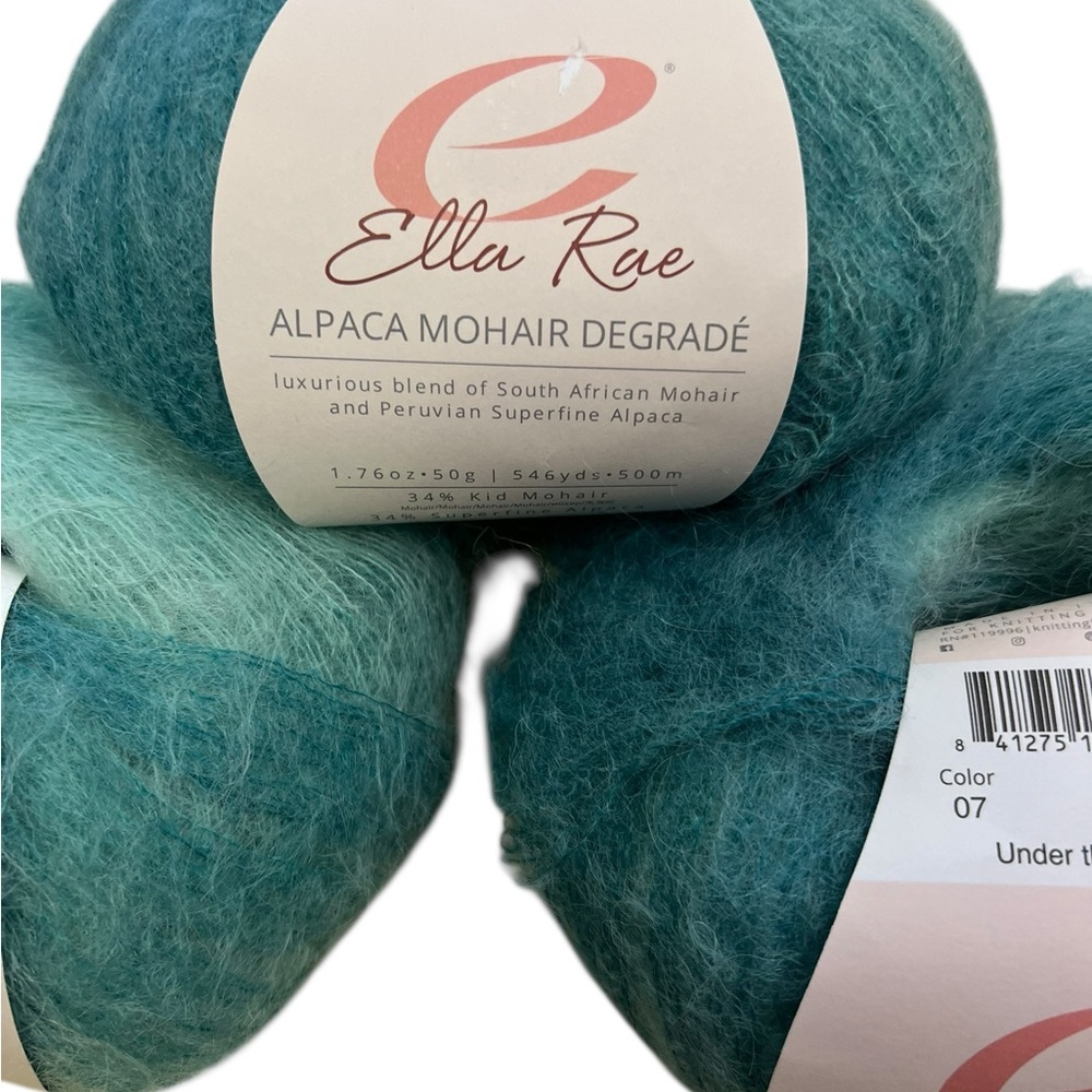3 Ella Rae ALPACA KID MOHAIR DEGRADE Lace weight yarn Under The Sea Blue Green - Picture 5 of 7